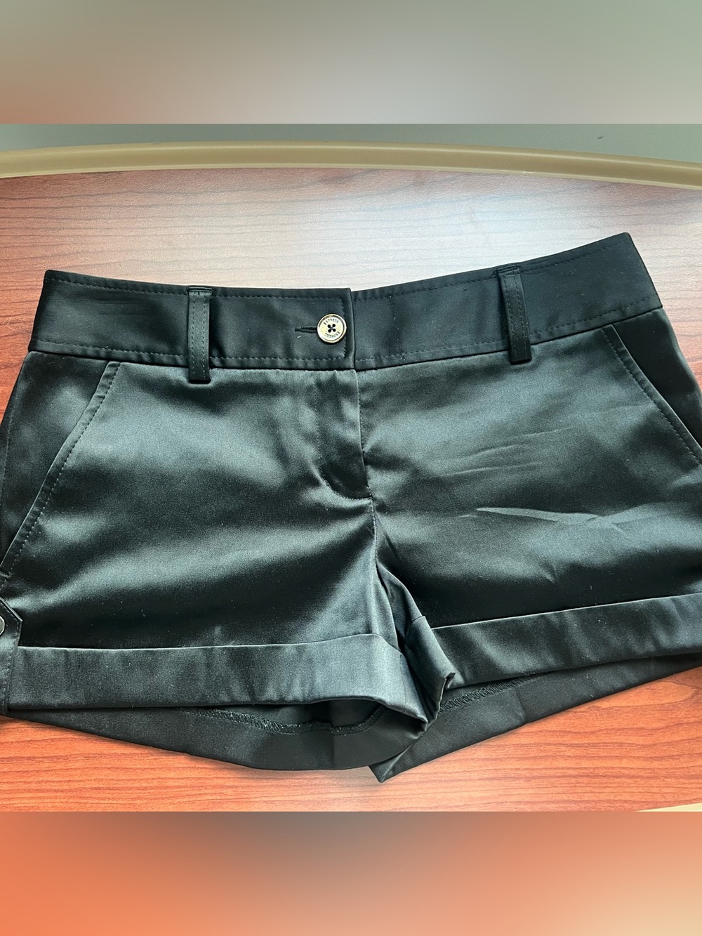 Express Satin Y2K Micro Shorts Black Low Rise Shiny Club Vegas Miami Summer 4 - Picture 2 of 9